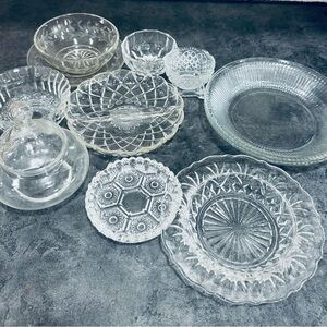 12 Pieces, Elegant Clear Glass & Crystal Lot